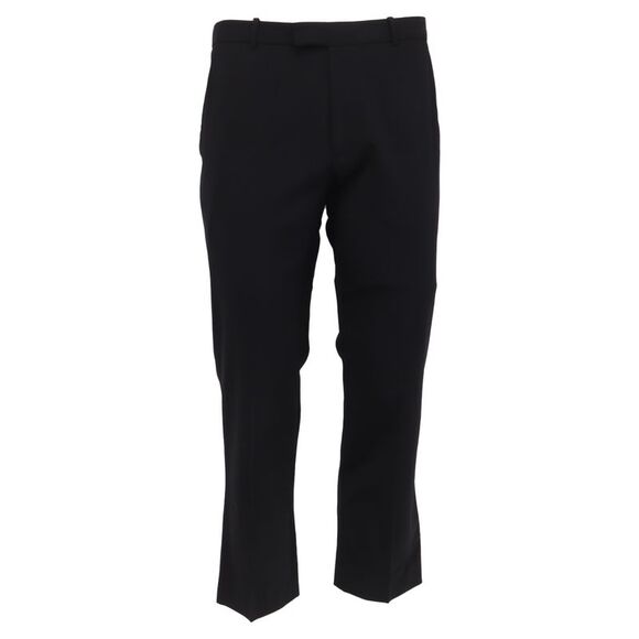 Theory Mid-Waist Regular Fit Cropped Trousers in Black Wool